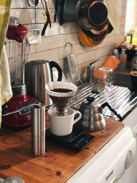 pour over of Kona coffee